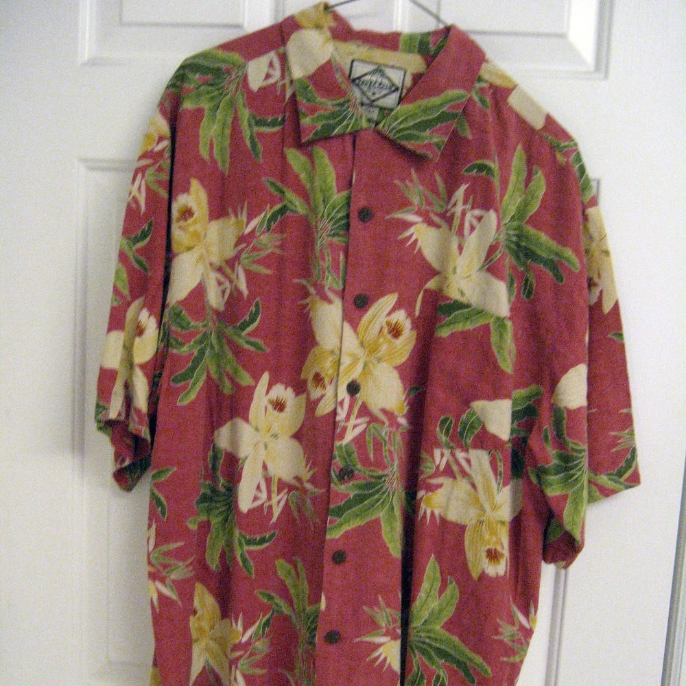 Three Palm Brand Hawaiian Silk Floral Shirt Large